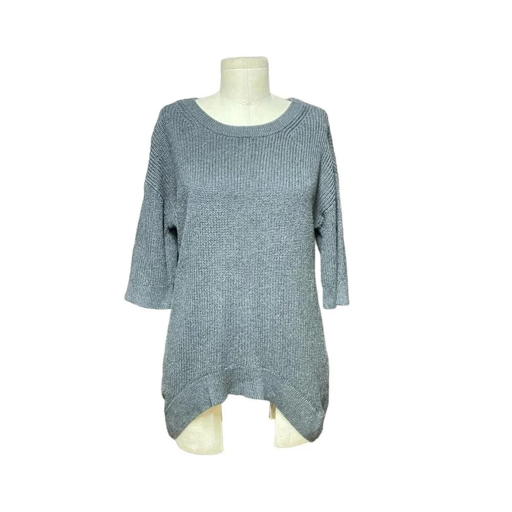 Intermix Charcoal Gray Cotton‎ Silk High-Low Sweater Size Medium